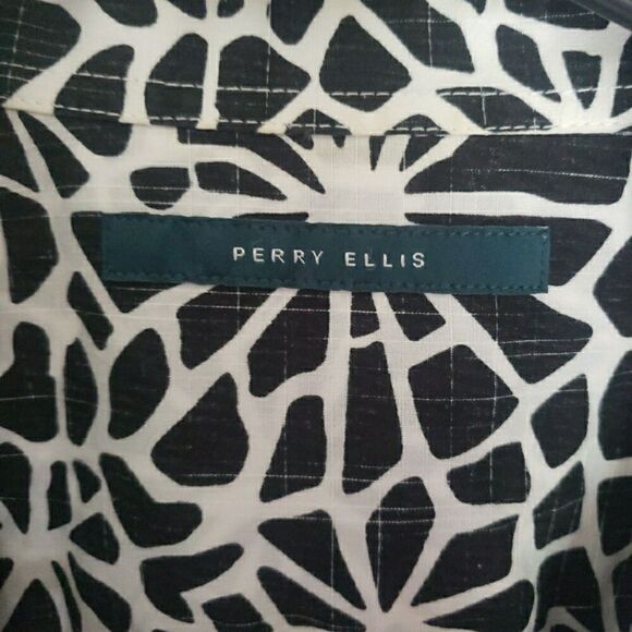 Perry Ellis Abstract Button-Front Shirt Short Sleeve Men's Size XL - Picture 3 of 10